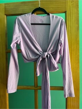 adidas Lilac Tie-Front Long Sleeve Crop Top